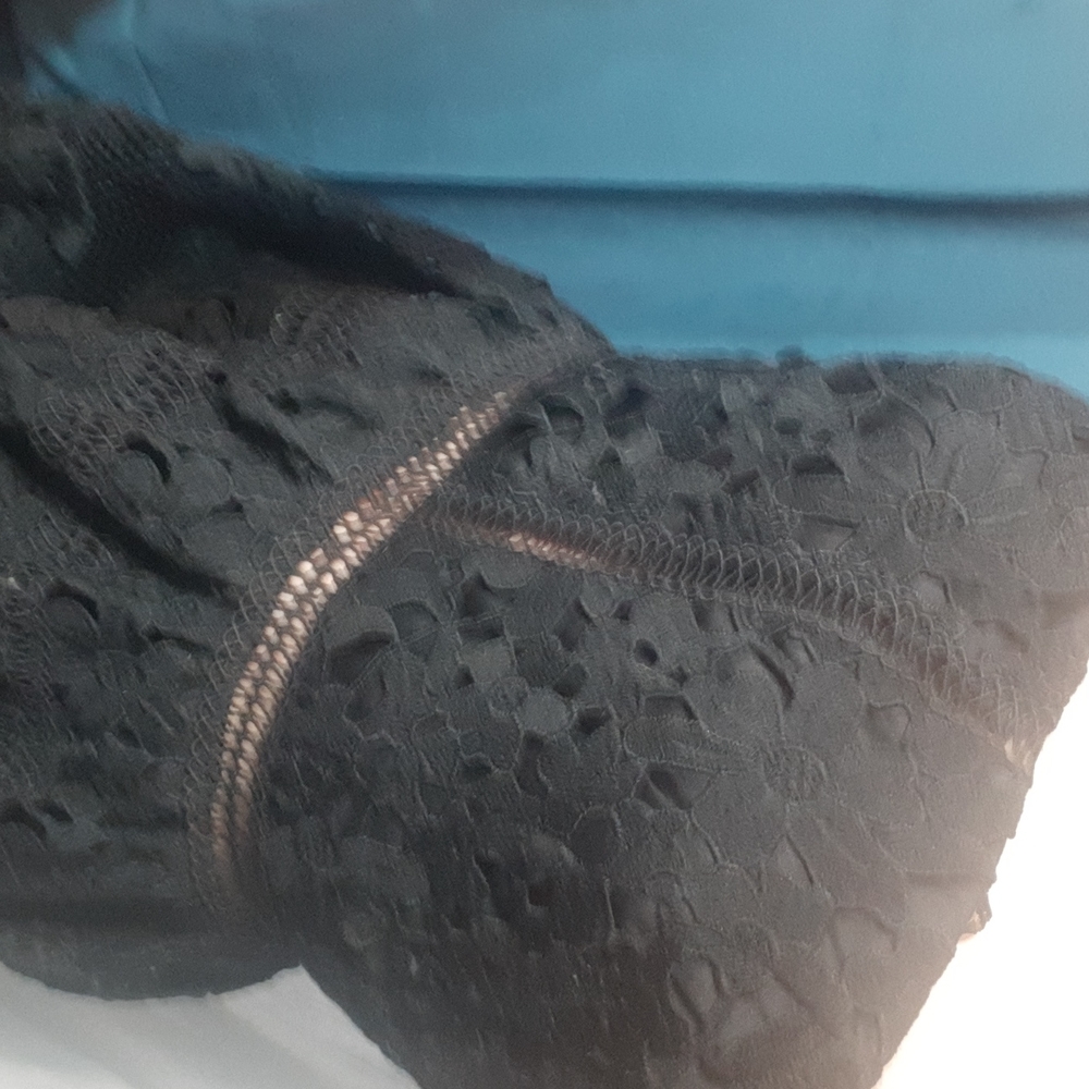 Black lace cocktail dress.